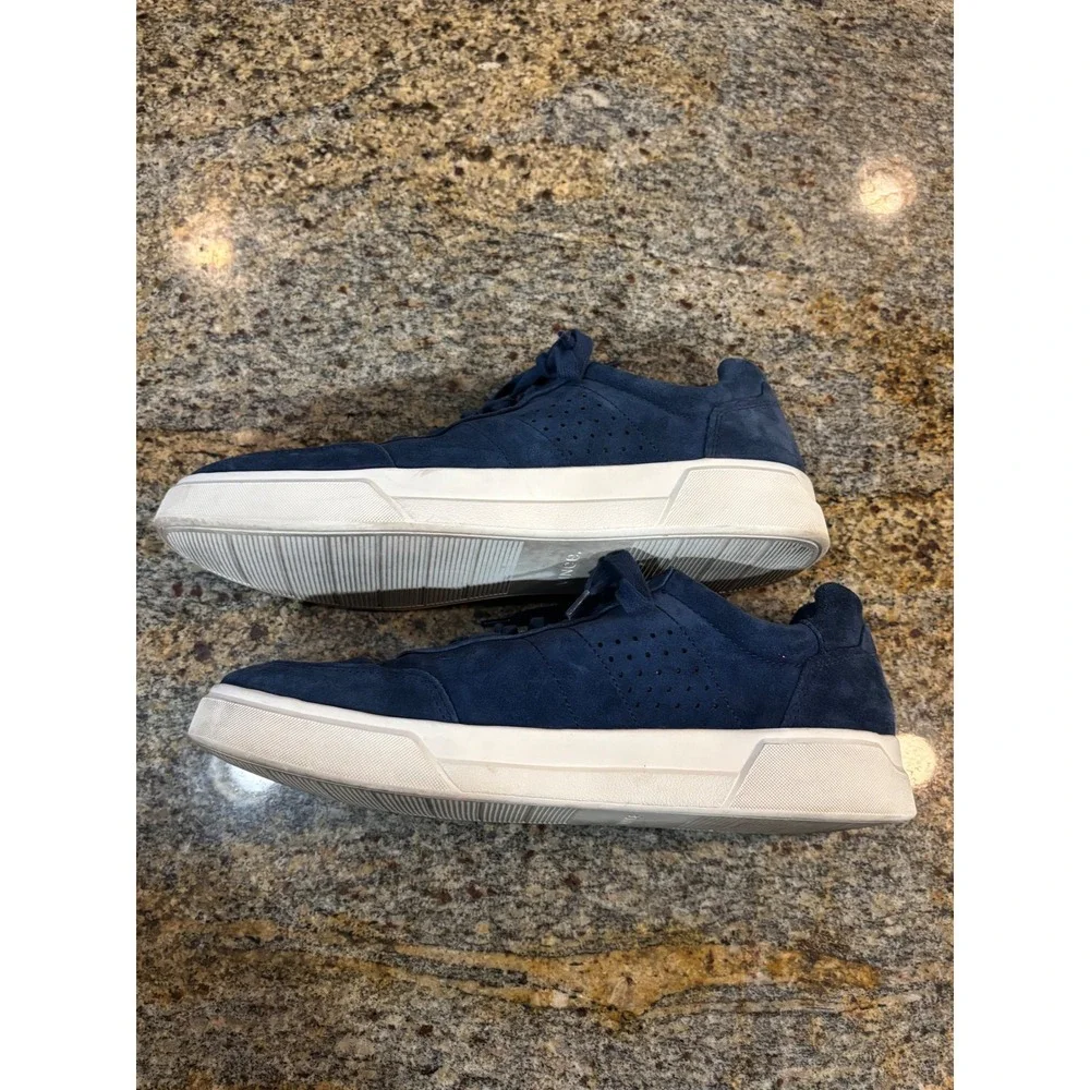 Vince Mens Navy Blue Suede Low Top Lace Up Barnett‎ Sneakers Size 10.5M EUR 44.5